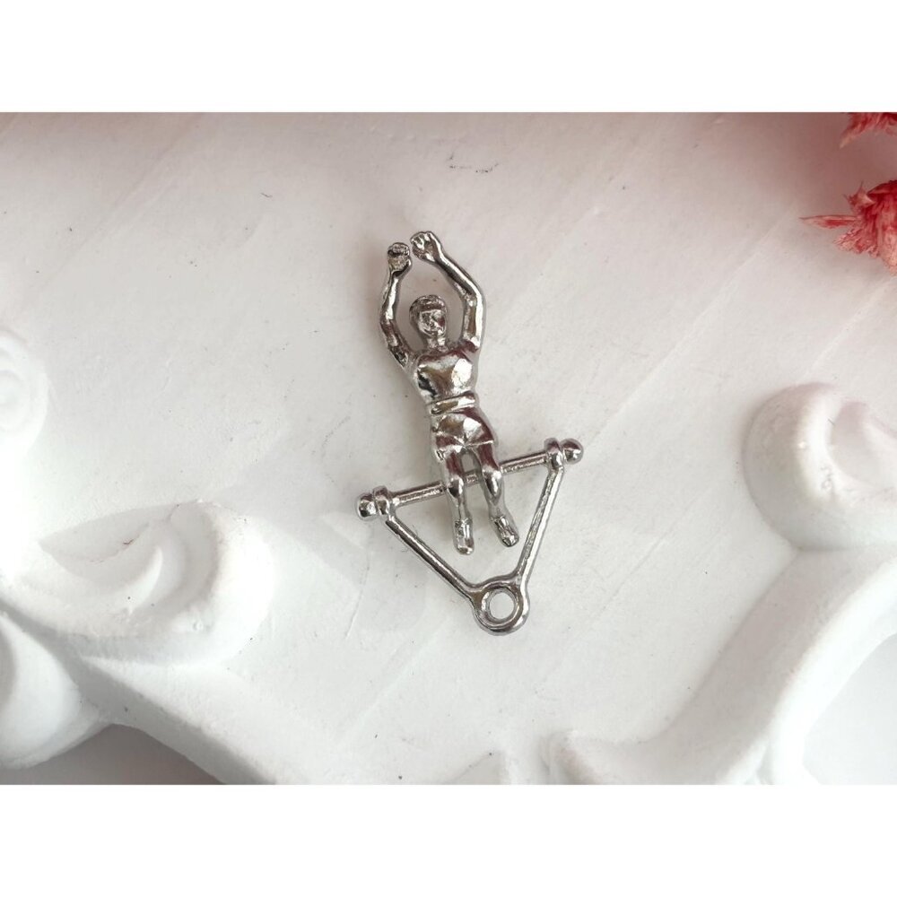Gymnast | Acrobatic Man Silver Toned Teeny Tiny Figural Vintage Pendant | Charm - Picture 11 of 11